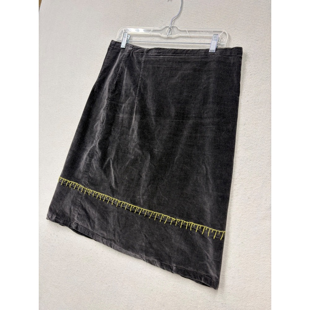 Avalar Skirt Women 32 Waist Gray Vintage 80s Velvet A-Line Contrast Stitch EB90 - Picture 2 of 10